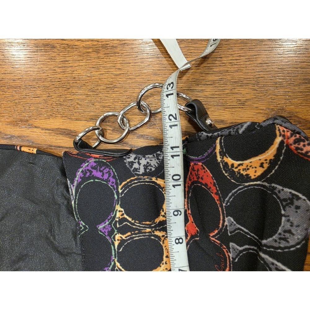Y2K Coach Scribble Print Chain Strap Shoulder Bag Black Multicolor Medium - Picture 8 of 11